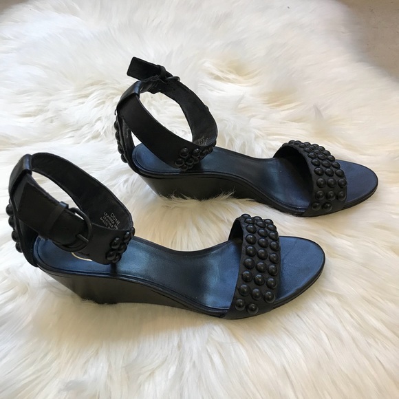 Leather Studded Mid Wedge Sandal - Picture 4 of 5